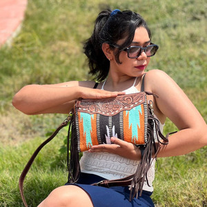 กระเป๋าสะพายข้างทรงอานม้าแฟชั่นสำหรับผู้หญิงกระเป๋าสะพายไหล่หนังแท้อุปกรณ์ทำมือคุณภาพสูงกระเป๋าถือขนสัตว์แอซเท็ก - Product Image 2