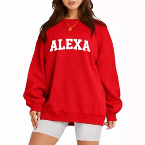Sweat-shirt bleu oversize personnalisé pour femme, col rond, pull décontracté à manches longues en molleton, coupe ample et confortable - Product Image 2