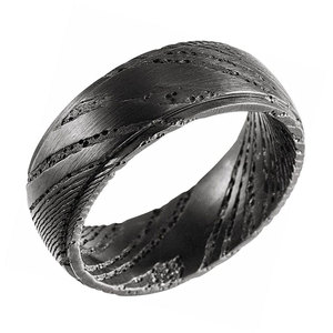 Bague en acier Damas confortable, bijou artisanal avec texture superposée distinctive, bague en acier Damas de qualité supérieure, cadeau de mariage fait main - Product Image 6