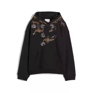 Sudadera con Capucha para Hombre, Diseño Holgado, Mezcla de Algodón, con Pedrería, Forro Polar para Invierno, Colores y Logotipo Personalizables, Alta Calidad, Gran Venta, Servicio OEM - Product Image 1