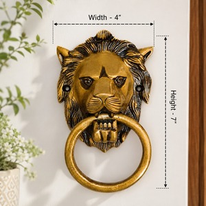 SHUBHAM - Timbre de Puerta con Cabeza de León de Latón Macizo, Acabado Antiguo, Decorativo, para Puerta Principal - Product Image 5