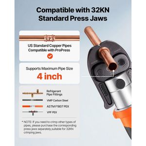 Herramienta Eléctrica ProPress de 18V, 6 32KN, para Prensar Tuberías de Cobre de 1/2", 3/4", 1", 1 1/4", 1 1/2", 2", Pinza Eléctrica para Crimpar Cables - Product Image 4