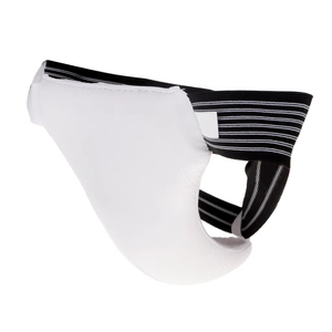 Protection de l'aine en cuir personnalisée avec logo pour MMA et boxe, équipement de protection durable de haute qualité, surpiqûres blanches - Product Image 6