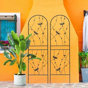 Set di 2 tralicci da giardino in metallo nero 180x50 cm, antiruggine, per supporto fiori da esterno, decorazione libellula, accessori per piante rampicanti - Product Image 5