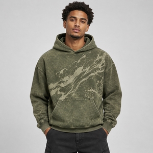 Sudadera con capucha para hombre, estilo acid wash, con textura suave, corte relajado y un look moderno, ideal para atuendos casuales diarios. - Product Image 1