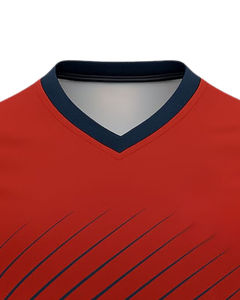 T-shirt personnalisé pour homme, col en V, polyester, vêtements de sport, respirant, séchage rapide, logo personnalisé, fabricant en gros - Product Image 5