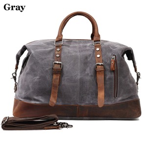 Sac de voyage vintage en cuir et toile, imperméable, sac de week-end, sac de sport, bagage à main, LCTB-0003 - Product Image 5