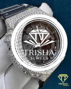 Reloj de Diamantes Moissanite VVS, Plata de Ley 925, Totalmente Cubierto de Diamantes, Diseño Hip Hop - Product Image 5