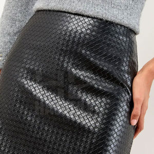 Jupes en cuir pour femmes, jupe crayon marron pour femmes, jupe en velours côtelé au-dessus du genou pour le bureau, jupe classique beige en coton taille haute pour secrétaire - Product Image 3