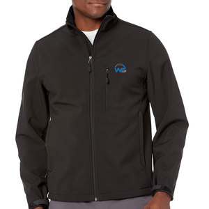 Veste softshell pour homme de qualité supérieure, à capuche, avec logo personnalisé sur le devant, respirante, écologique, en solde - Product Image 1