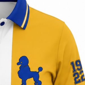Polo 3 panneaux Sigma Gamma Rho pour femme, bleu roi, or et blanc, avec lettres grecques brodées sur mesure, vêtement de mode pour sororité - Product Image 4