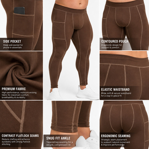 <b>Men</b> Plus Size Full Length Leggings Elastic Waist <b>Compression</b> Pant <b>Men</b> Gym Fitness <b>Tights</b> Side Pocket Sports Running Leggings - Product Image 6