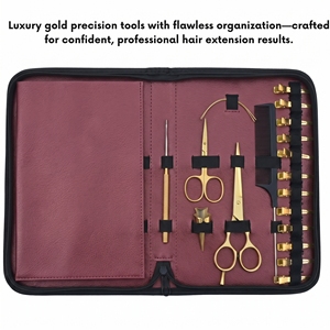 Kit d'outils d'installation d'extensions capillaires avec pinces à micro-anneaux, aiguille courbée pour la séparation des mèches, pinces de sectionnement et peigne à queue - Product Image 3