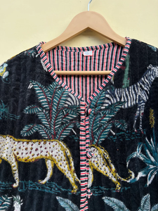 Veste kimono en velours de coton 100% faite à la main |   Couette matelassée numérique respirante, écologique, anti-rides et à séchage rapide pour l'automne/hiver - Product Image 4