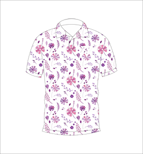 Custom <b>White</b> Purple Floral Print <b>Polo</b> Shirt Short Sleeve Breathable Casual Golf Uniform T Shirt for Men - Product Image 1