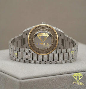Reloj de Lujo al por Mayor con Esfera Azul y Brazalete Cubierto de Cristales Brillantes, Caja en Tono Dorado, Elegante Reloj de Pulsera de Moda para Mujeres y Hombres - Product Image 3