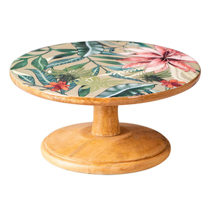ฐานวางเค้กไม้มะม่วงพิมพ์ลายสีเขียว โดย Nestroots Cake Stand - Product Image 1