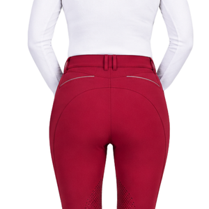 Leggings d'équitation pour femmes bordeaux, taille haute, extensibles, avec grip en silicone intégral, pour l'entraînement sportif et l'équitation - Product Image 5