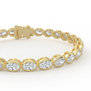 กำไลข้อมือเพชรทรงรีแบบโมเดิร์น ขอบเต็มวง ทอง 14k 18k ดีไซน์เรียบหรู ทันสมัย - Product Image 6