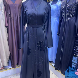 High Quality Modest Dubai Beaded Sequined <b>Long</b> Sleeve Abaya Muslim Traditional Handmade Wedding Women Polyester Breathable V Nec - Product Image 1