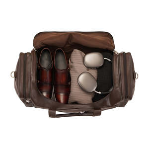 Sac de voyage vintage en cuir pleine fleur grande capacité, élégant, idéal pour les hommes, parfait pour les voyages en avion - Product Image 3