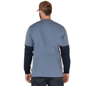 T-shirt en coton double couche pour homme avec design à longueur régulière |   Style streetwear décontracté |   Logo personnalisé |   Fournisseur en gros OEM - Product Image 4