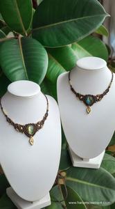 Collier en macramé fait main, perle, pierre précieuse, bohème, réglable, bijoux de guérison - Product Image 4