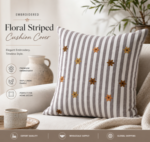 Embroidered Natural Linen Cushion Cover for Decor Pillow Case Home <b>Sofa</b> <b>Bed</b> Uses Classic Cushions Manufacturer Supplier - Product Image 3