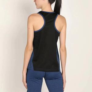 Women's Blue And <b>Black</b> Color Blocked Tank <b>Top</b> O-Neck Quick Dry Sporty Knitted Sleeveless Tank <b>Top</b> With Custom Logo - Product Image 2
