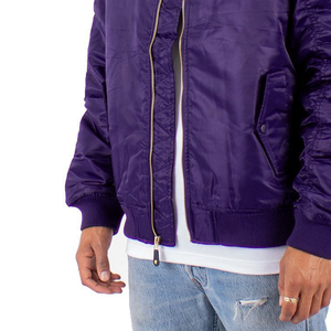 Chaqueta Bomber Morada Personalizada para Hombre, Directo de Fábrica, Transpirable e Impermeable, Estilo Hip Hop para Invierno, Precio al por Mayor, Servicio OEM - Product Image 4