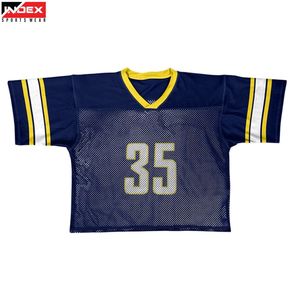 INDEX Maillot de football américain pour homme, col en V, manches courtes, maille bleue, numéro 35, respirant, coupe régulière - Product Image 1