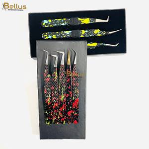 Profesional de Doble Tono de Alta Calidad 90 °   Pinzas de Precisión con Punta de Fibra para Extensión de Pestañas, Agarre Fuerte, Herramienta para Pestañas OEM - Product Image 5