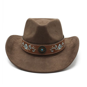 Sombrero Vaquero Unisex Europeo Americano, Nuevo y Moderno, de Lana, Estilo Jazz, con Cordones y Plumas, Protección Solar para Exteriores, Cálido para Invierno - Product Image 2