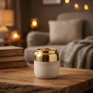 เทียนหอมในภาชนะอะลูมิเนียมเคลือบทองสำหรับตกแต่งบ้าน - Product Image 5