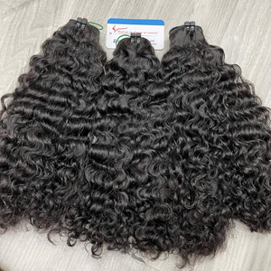 Vente flash : Cheveux naturels noirs bouclés birmans, mèches de cheveux humains vietnamiens, sans perte ni nœuds - Product Image 1