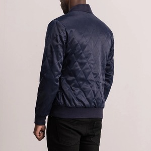 <b>Men's</b> Burgundy Quilted Bomber <b>Jacket</b> Solid Color Zipper Closure Casual Style Autumn Wear Regular Fit Stand Collar - Product Image 5