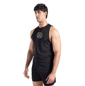 T-shirt de sport noir pour homme, coupe oversize, à manches tombantes, en coton, pour l'entraînement, le fitness et la musculation, coupe ample, vêtement athlétique - Product Image 3