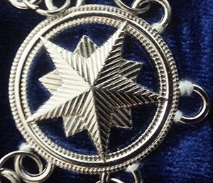 Master Mason Blue Lodge <b>Chain</b> Collar Silver Plated Square & <b>Compass</b> G Symbols Sew-On Badge Classical Style - Product Image 6