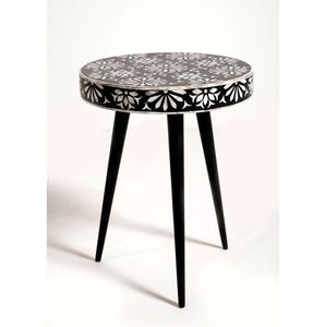 Handcrafted Bone Inlay <b>Side</b> <b>Table</b> With Drawer Decorative Furniture For Bedroom Bedside And Living Room Use - Product Image 3