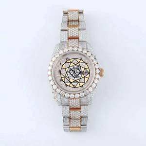 Custom Made Lab Diamond <b>Watch</b> <b>Men</b> Luxury Unique Hiphop Style <b>Solid</b> Yellow <b>Gold</b> Plated Full Stone Setting Wrist <b>Watch</b> - Product Image 2