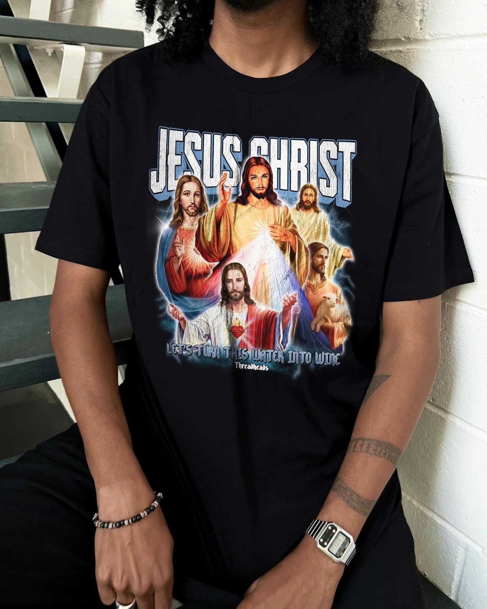 T-shirt graphique vintage avec motif de Jésus