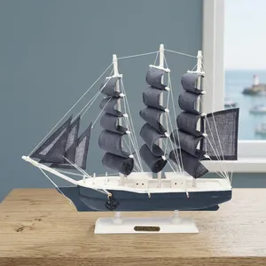Modèle de bateau à voile en bois artisanal, objet décoratif nautique pour la maison, le bureau, la table, modèle de bateau décoratif maritime vintage - Product Image 6