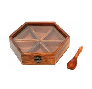 Boîte de rangement en bois de qualité supérieure pour sel, épices et fruits secs, idéale pour la cuisine domestique, artisanale en bois. - Product Image 1