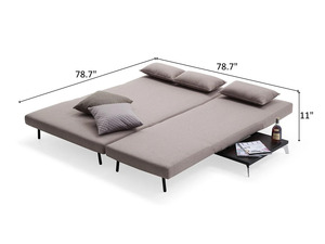 Lit de repos moderne de luxe en teck massif, convertible en canapé sectionnel multi-positions sans accoudoirs, lit de jour intelligent pliable, gain de place - Product Image 3