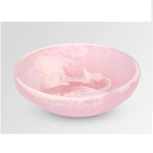 Bol à salade de luxe en résine rose, effet marbre, motif tourbillon aquatique, finition polie brillante, taille personnalisable, pour fêtes et maison - Product Image 4