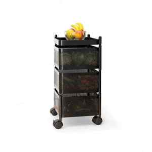 Five Tier Steel Kitchen <b>Storage</b> <b>Rack</b> And Mobile Utility Trolley With Solid Trays Heavy Duty Commercial Food Organizer Stand - Product Image 5