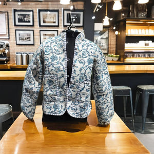 Chaqueta Acolchada de Algodón Kantha Sanganeri Jaipuri para Mujer, Transpirable, de Longitud Regular, con Estampado Floral, Blanca, para Invierno - Product Image 2