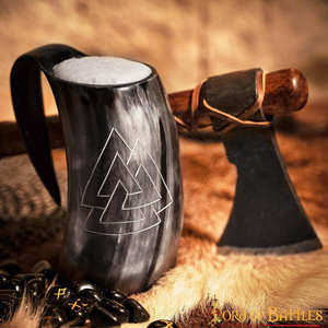 Taza de Cuerno Portátil Hecha a Mano, Estilo Vikingo con Diseño Animal, Pulida, con Tapa y Boquilla para Café y Shots - Product Image 3
