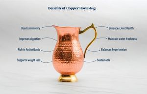 Ensemble de carafes en cuivre avec design portable, facile à transporter, ensemble de service d'eau en métal avec verres, durable, réutilisable, vaisselle de cuisine et de salle à manger. - Product Image 2