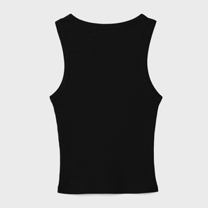 Camiseta sin mangas de punto acanalado con cuello redondo para mujer, 100% algodón, estilo hip hop, color liso, longitud regular - Product Image 1
